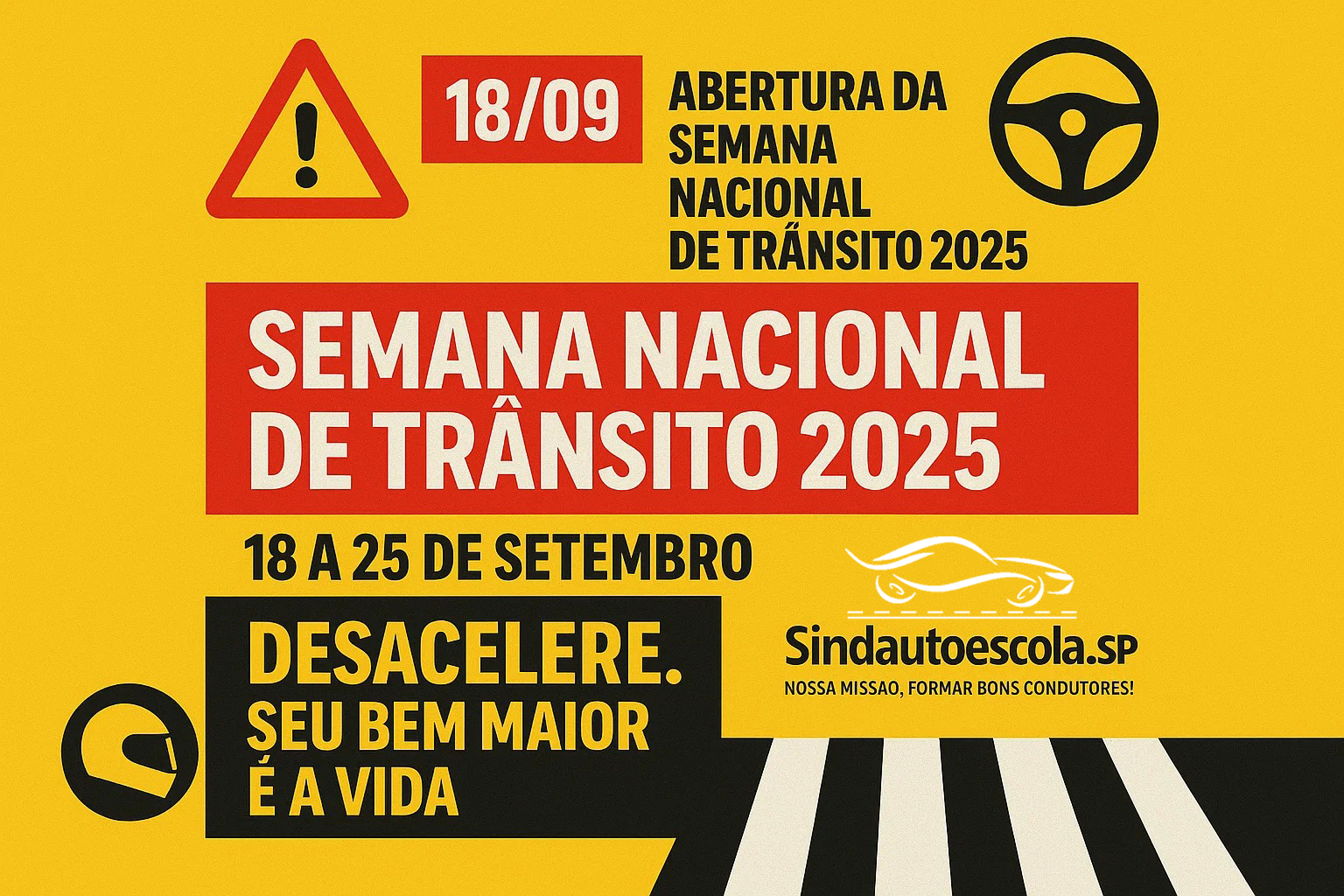 Semana Nacional de Trânsito 2025 tem início amanhã em todo o Brasil